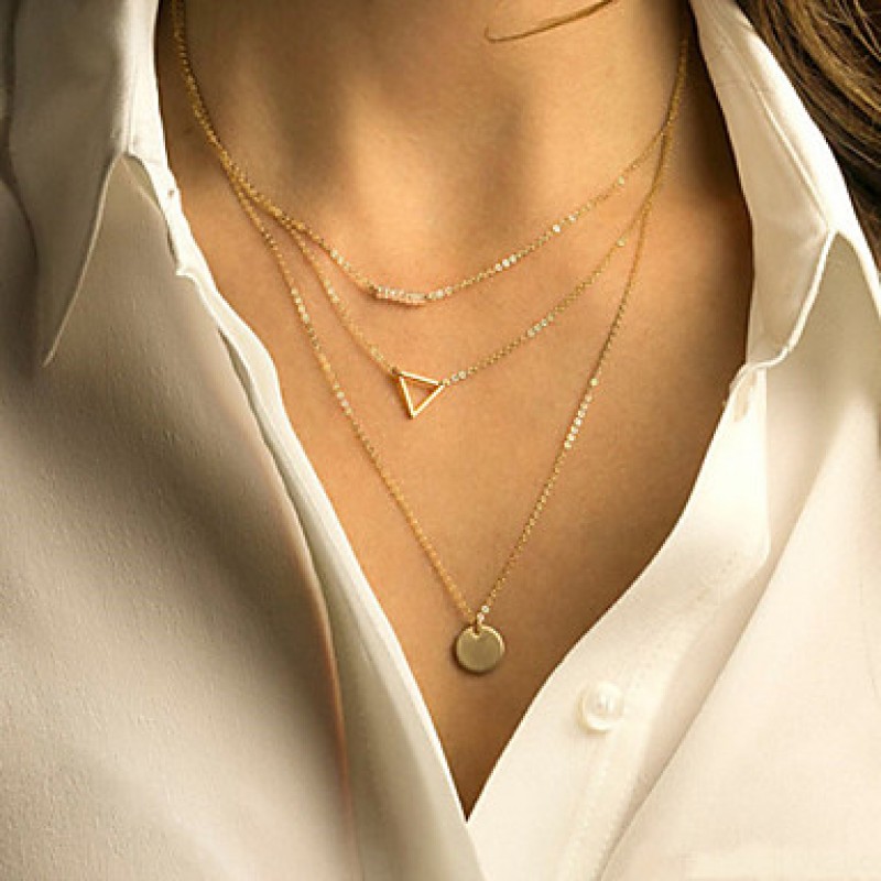 Women's Fashion Layered Hollow Triangle Necklace