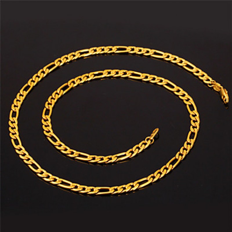 Men‘s 18K Chunky Gold FilledChain Necklace For Men 4MM,28 Inches (71CM) Jewelry