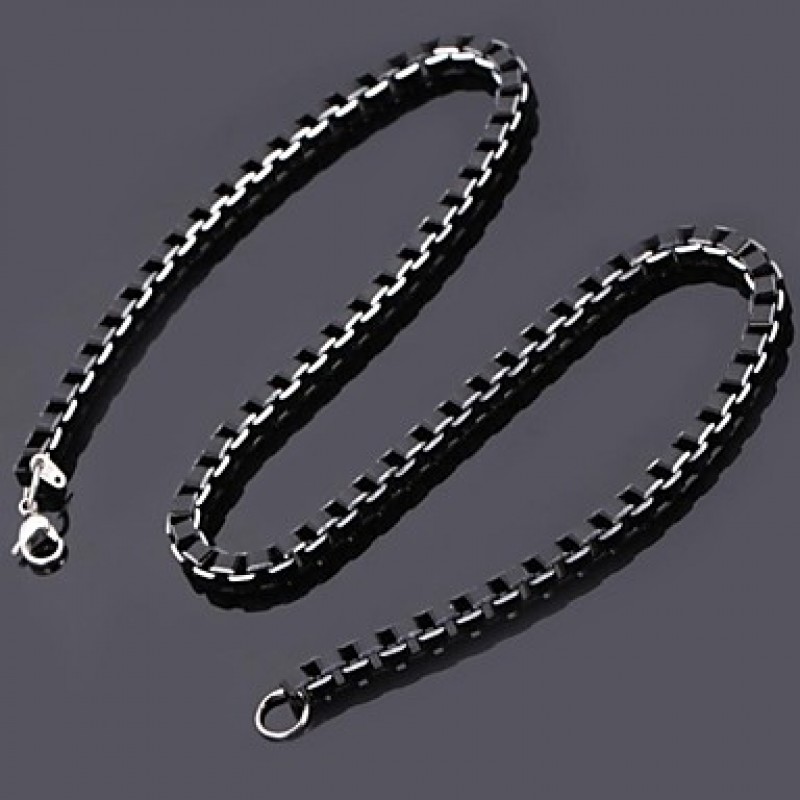 Men's Cool Black Box Chain Aluminum Alloy Necklace 6MM 55CM With 316 Stamp Fashion Jewelry