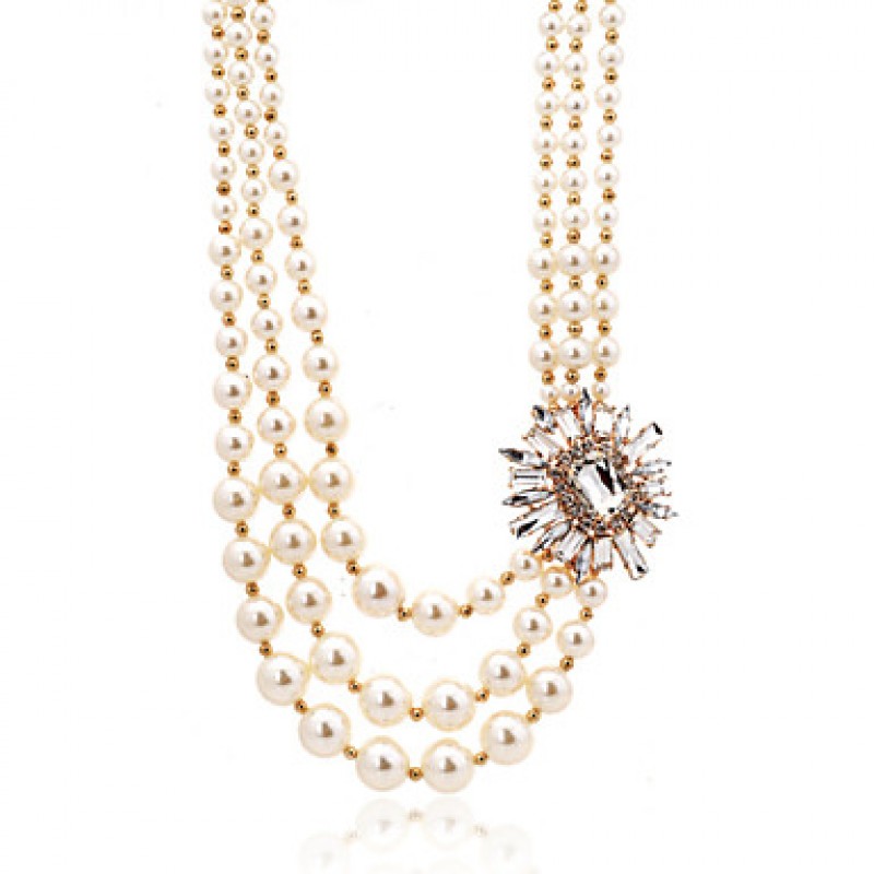 Imitation Pearl Three Layered Necklace