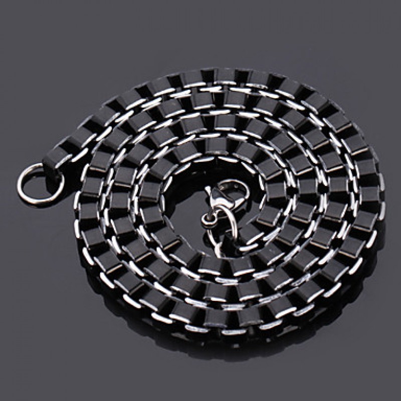 Cool Black Box Chains Aluminium Alloy Necklace High Quality Men's Jewelry 6MM 