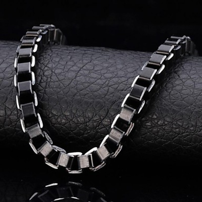 Men's Cool Black Box Chain Aluminum Alloy Necklace 6MM 55CM With 316 Stamp Fashion Jewelry