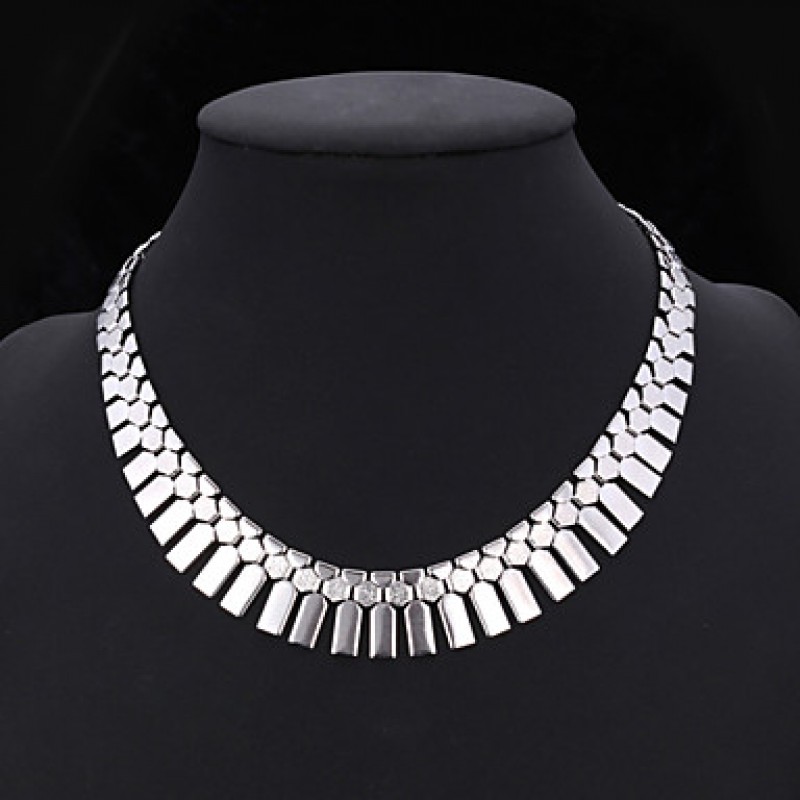 Women's New Trendy African Jewelry Platinum/18K Real Gold Plated Fashion Jewelry Geometric Ethiopian Collar Necklace