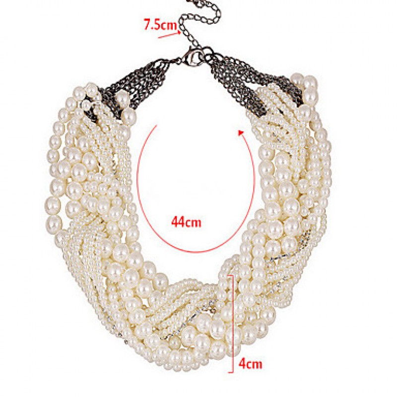 MPL The new European and American classic multi layered White Pearl Necklace