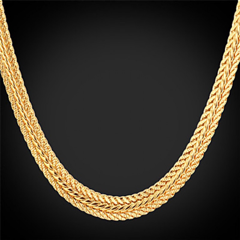  Chain Necklace 18K Real Gold Plated Vintage Chunk...