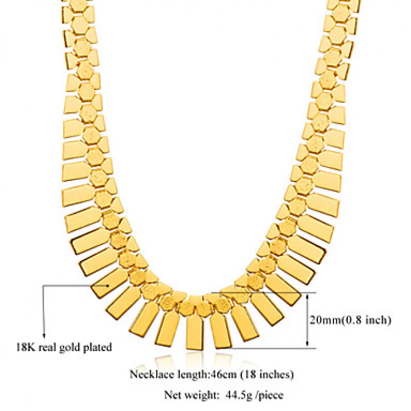 Women's New Trendy African Jewelry Platinum/18K Real Gold Plated Fashion Jewelry Geometric Ethiopian Collar Necklace