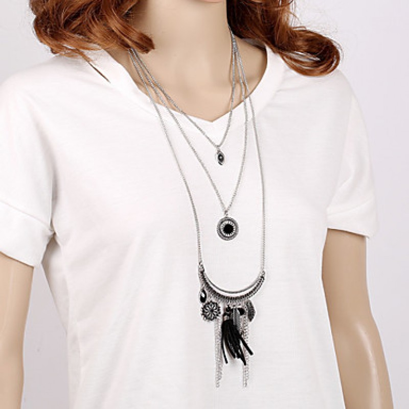 Multilayer Tissue Leaf Peandant Layered Necklace