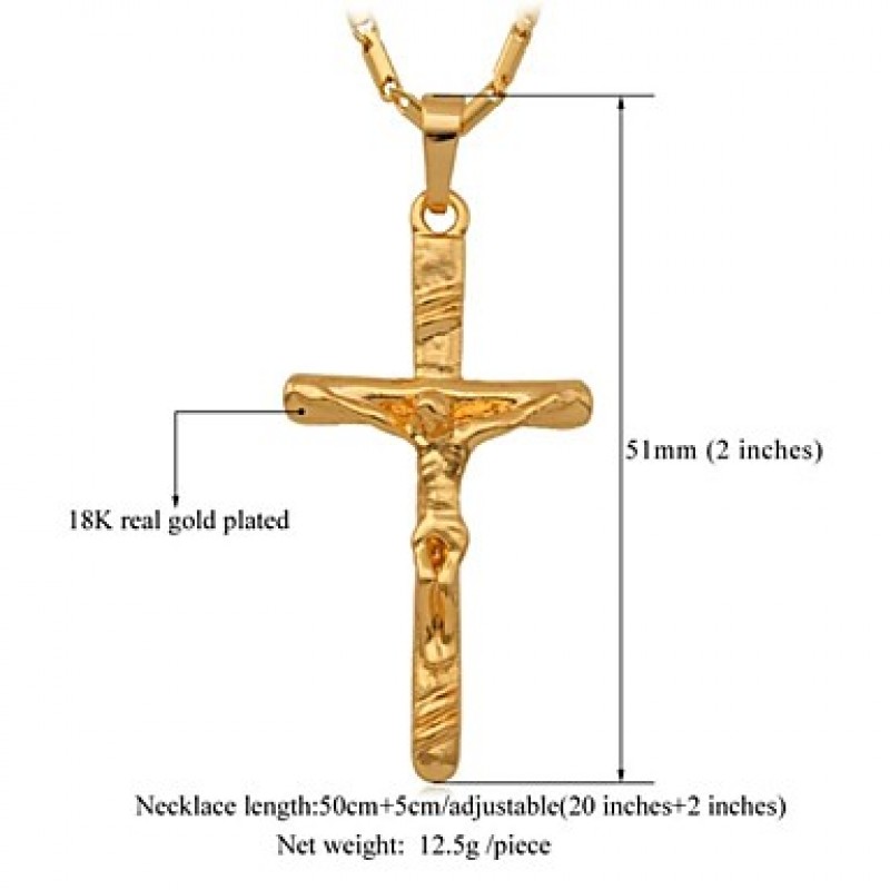 Crucifix 18K Real Gold Plated Saint Cross Jesus Choker Necklace PendantJewelry