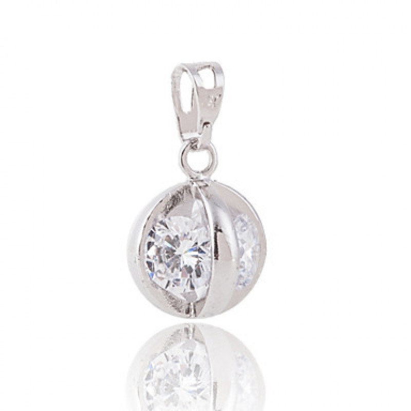 Classic Crystal Ball Pendant Platinum Plated Necklace,Fine Jewelry Gift Unisex (Include Chain 45CM)