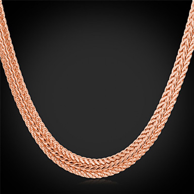  Chain Necklace 18K Real Gold Plated Vintage Chunky Necklace Fashion Jewelry for Women/Men