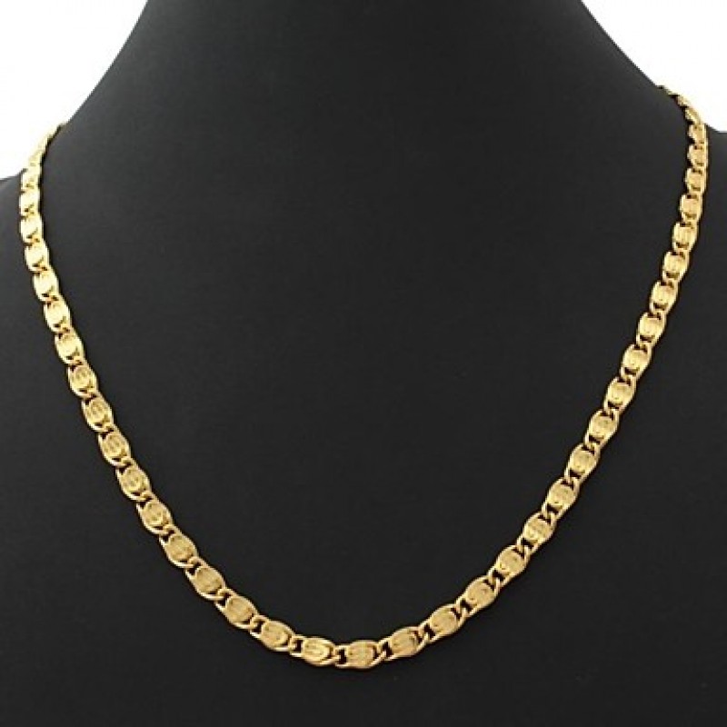 Men's Vintage 18K Chunky Gold FilledChain Necklace for Men 6MM 22Inches 55CM