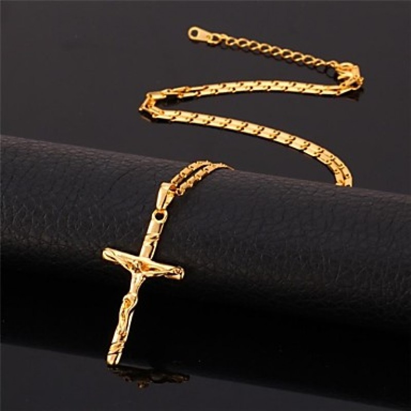 Crucifix 18K Real Gold Plated Saint Cross Jesus Ch...