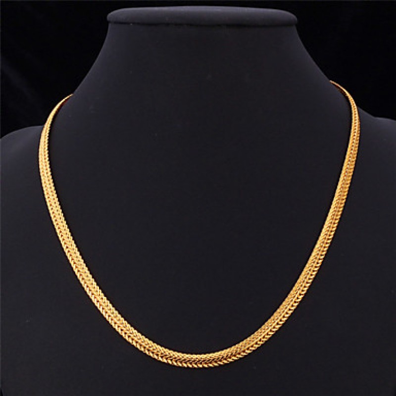  Chain Necklace 18K Real Gold Plated Vintage Chunky Necklace Fashion Jewelry for Women/Men