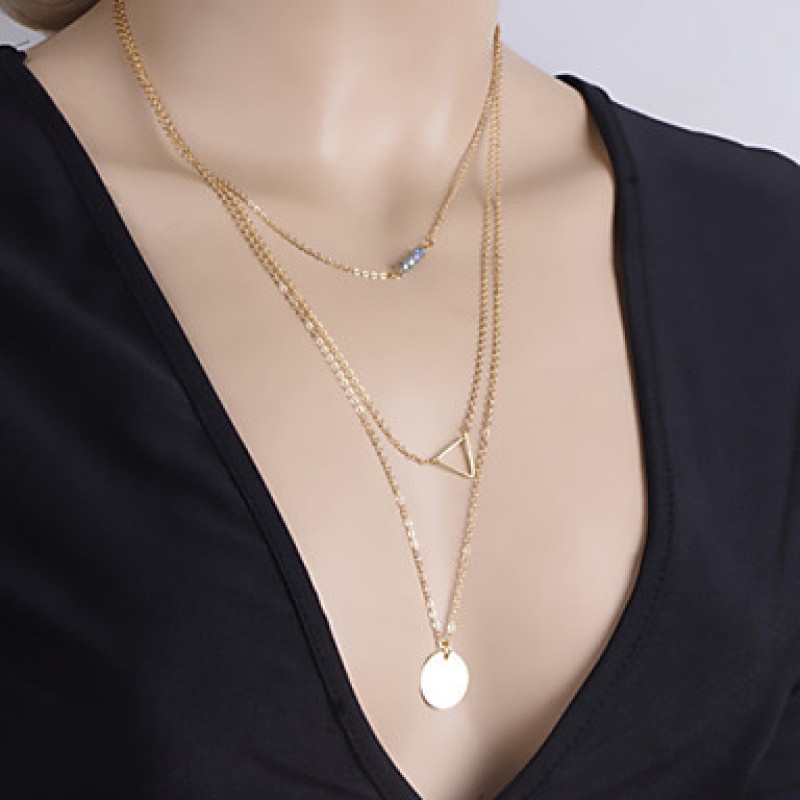 Women's Fashion Layered Hollow Triangle Necklace