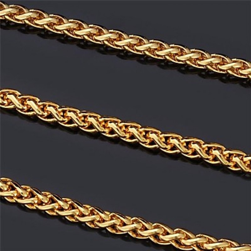 Twisted Rope Chain Necklace 18K Real Gold Plated Long Chunky Necklace for Men Fashion Jewelry