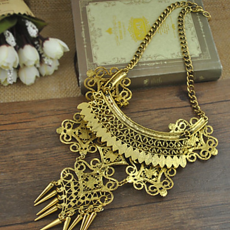 New Vintage Exaggerated Metal Bib Collar Choker Statement Necklace & Pendants for Women Wholesale Jewelry