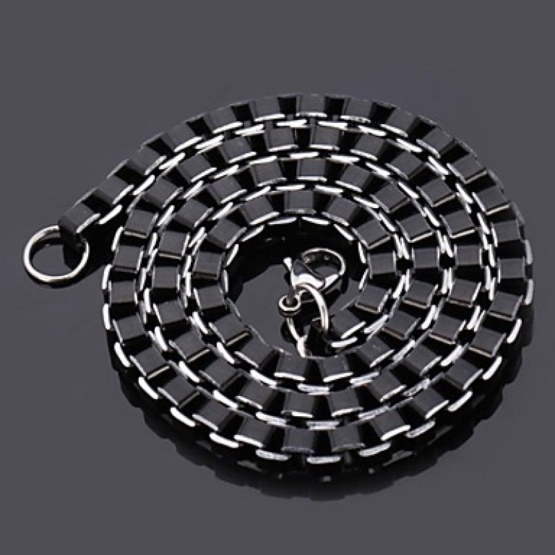 Men's Cool Black Box Chain Aluminum Alloy Necklace...