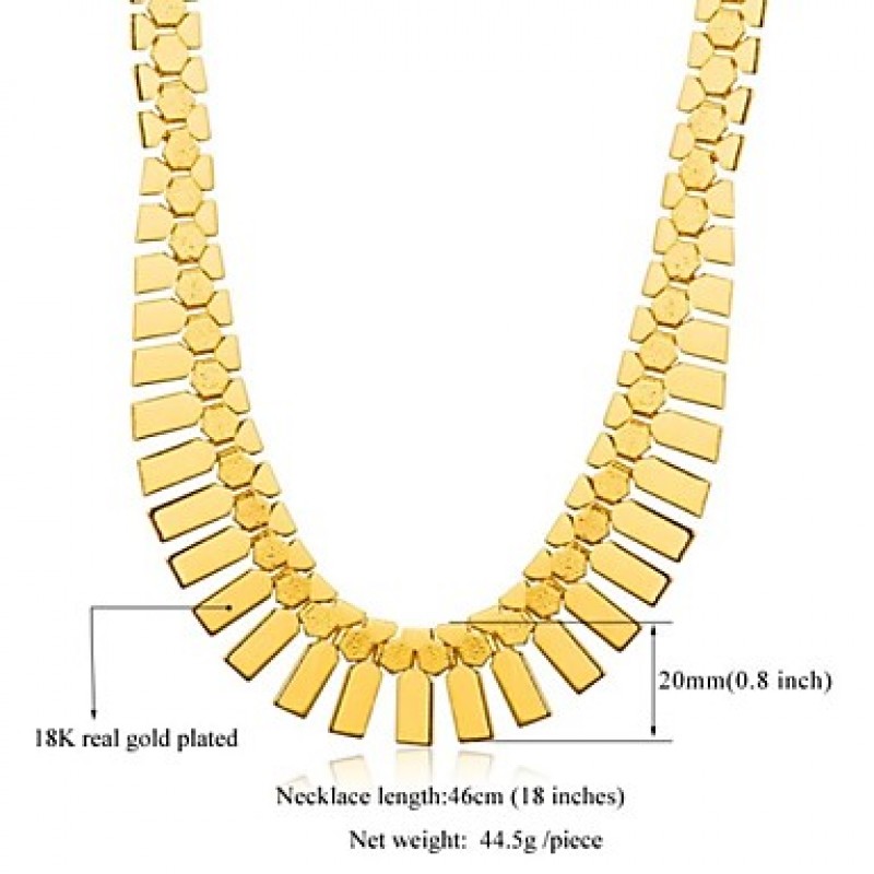 Women's Bib Necklace Choker Statement Necklace 18K Real Chunky Gold Platinum Plated Jewelry Gift 46CM