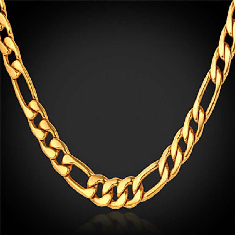 Men‘s 18K Chunky Gold FilledChain Necklace For Men 4MM,28 Inches (71CM) Jewelry