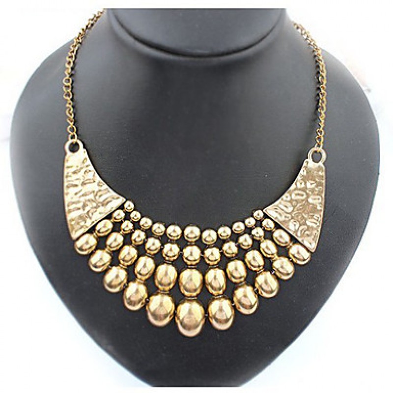 Fashion Gold Chunky Chain Lots of Golden Beads Tassels Collar Chokers Bib Statement Necklaces Women Jewelry