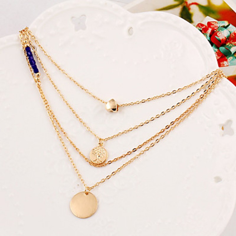 Necklace Gold Plated Layered Necklaces Jewelry Daily / Office & Career Round / Heart Fashion / Adjusta e / Sideways Alloy Gold / Silver