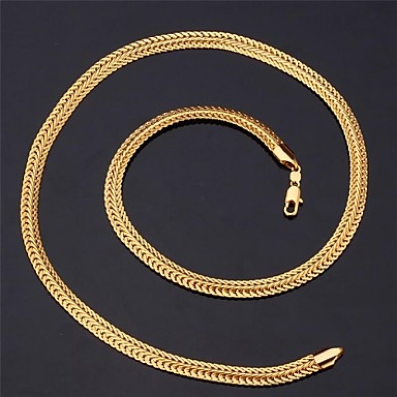 Chain Necklace 18K Real Gold Plated Vintage Chunky Necklace Fashion Jewelry