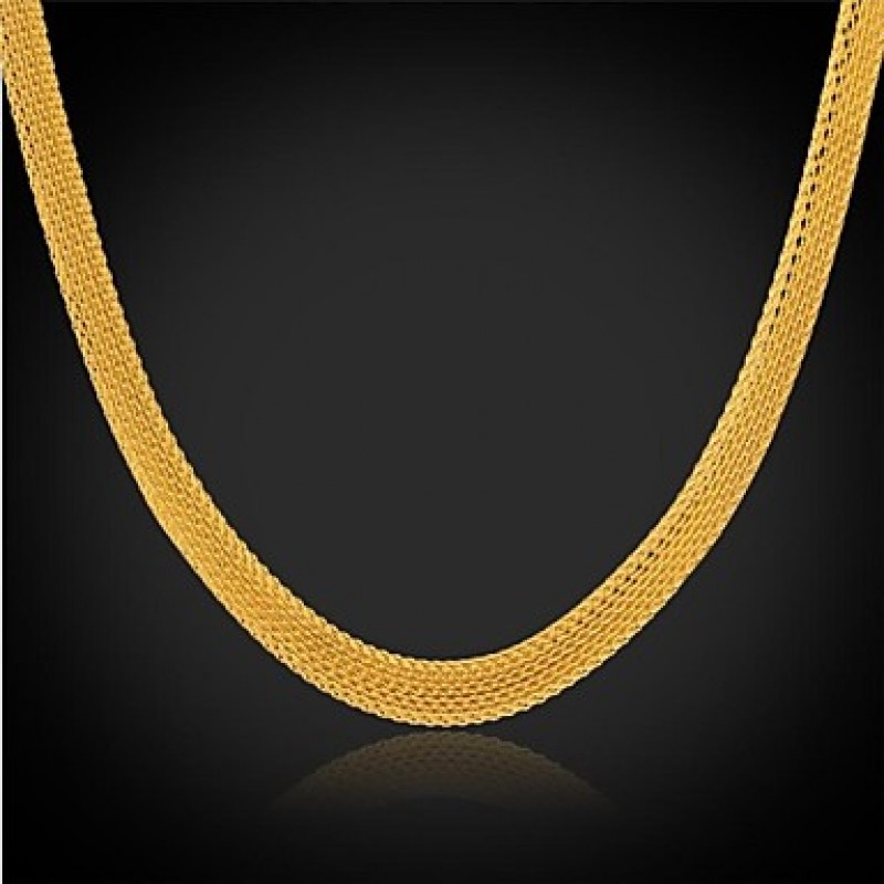 Chunky Chain Necklace 18K Real Gold Plated Stainle...