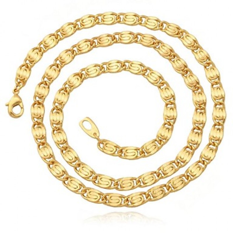 Men's Vintage 18K Chunky Gold FilledChain Necklace for Men 6MM 22Inches 55CM