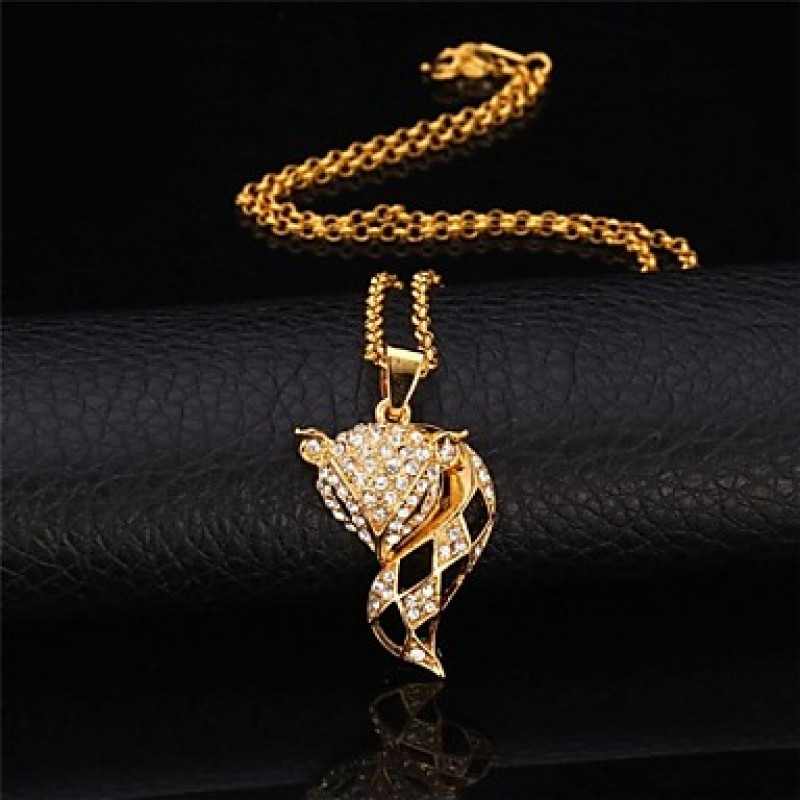 Cute Fox Dangle Earrings Pendant Necklace 18K Real...