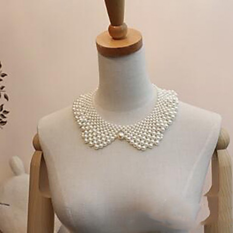 Necklace Collar Necklaces Jewelry Wedding / Party / Daily / Casual Imitation Pearl / Silver Plated White 1pc Gift